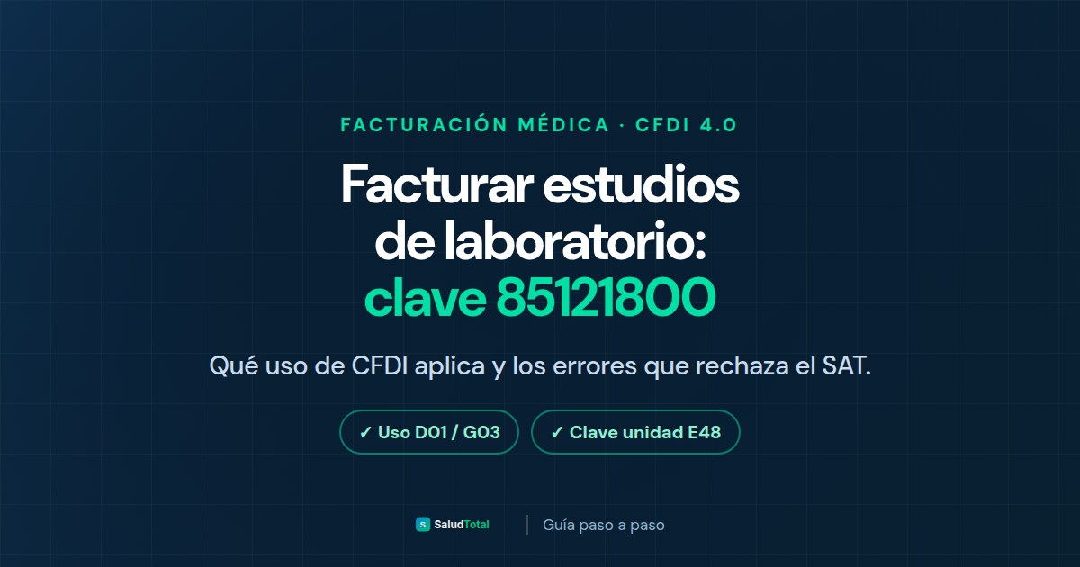 Facturar Estudios de Laboratorio: Clave SAT 85121800 y CFDI